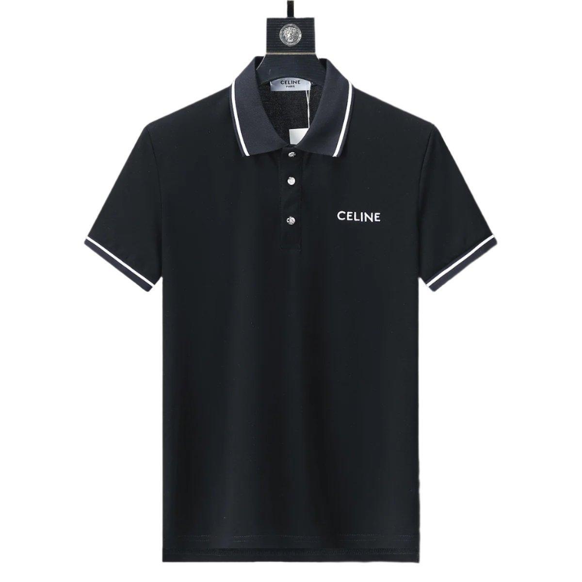 Celine Black T-Shirt With Collar Banlieue91