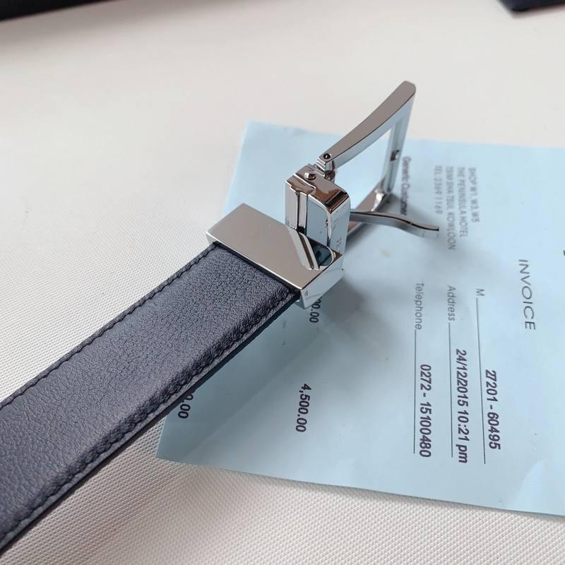 Prada Leather Reversible Belt With Triple Buckles 'Black/Blue' Banlieue91