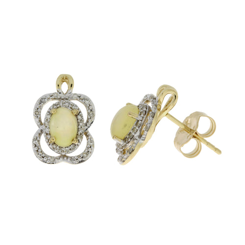 .17ct Opal Diamond Earrings 14KT Yellow Gold Bids.com