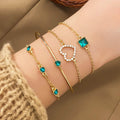 4pcs Rhinestone Alloy Bracelet Set – Minimalist Heart & Square Design DailySale
