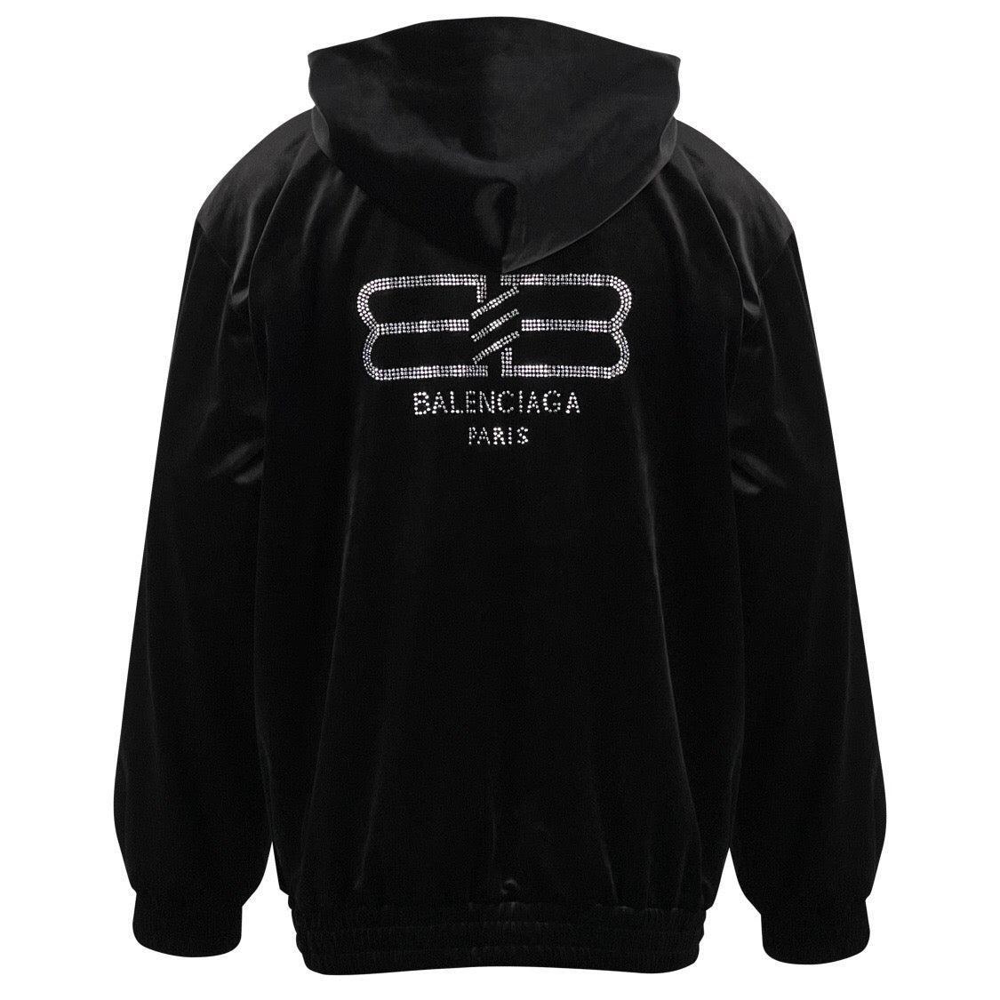 Balenciaga rhinestone-logo zipped hoodie Banlieue91