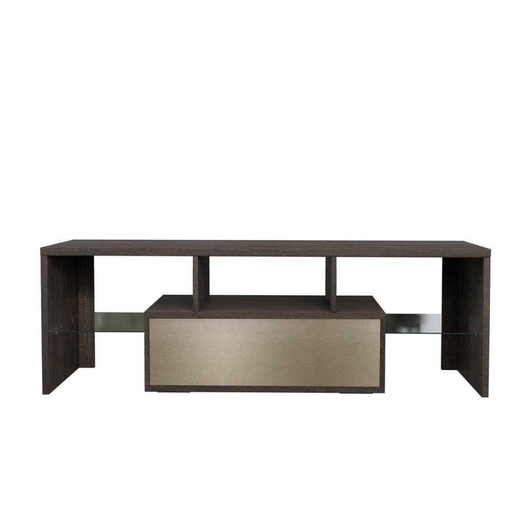 20 minutes quick assembly brown simple modern TV stand cabinet Brown + whiteTV bracket