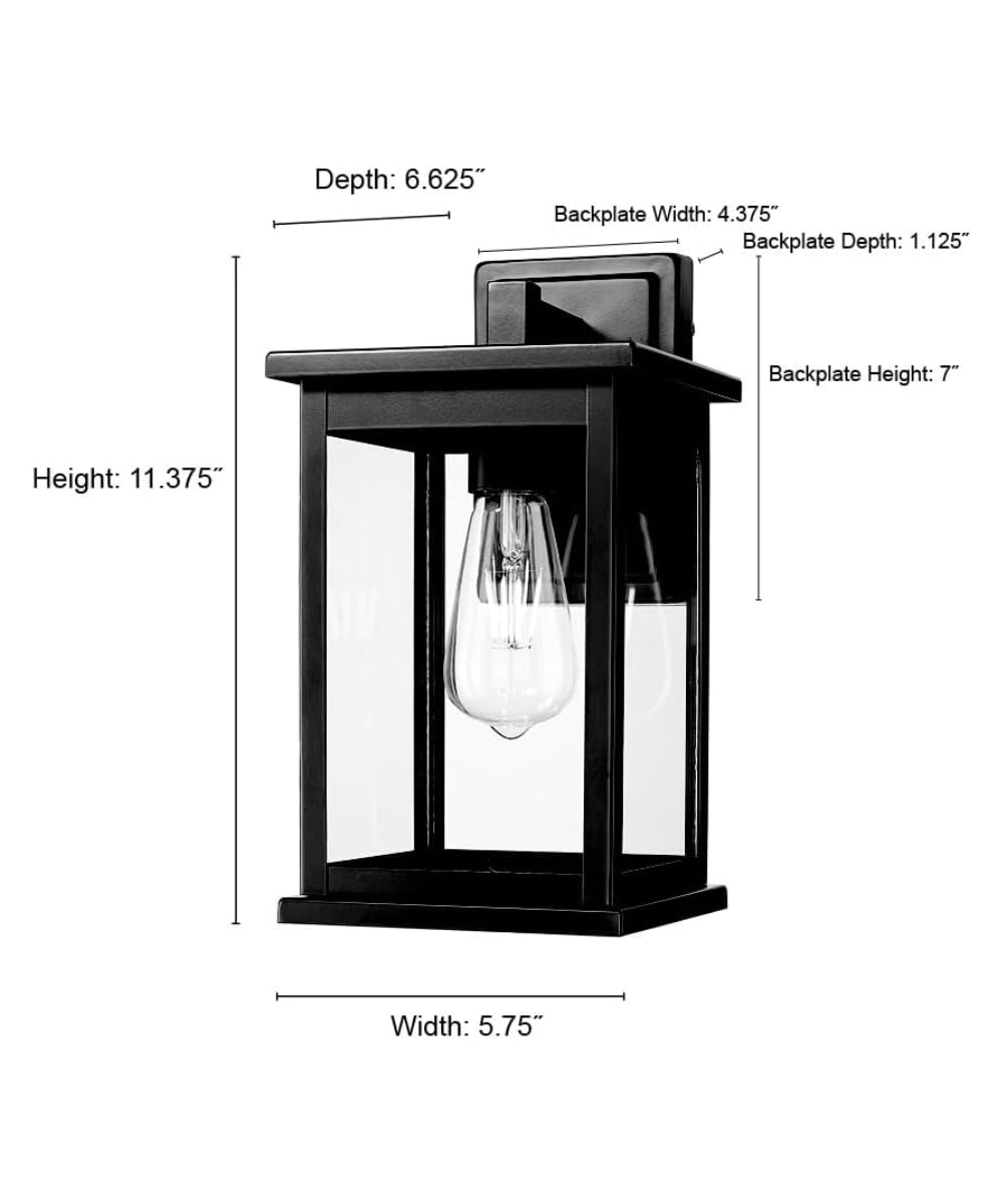 11"H Bowton II Outdoor Wall Light - Dusk to Dawn Matte Black Finish with Glass Shade by Millennium Lighting LampsUSA