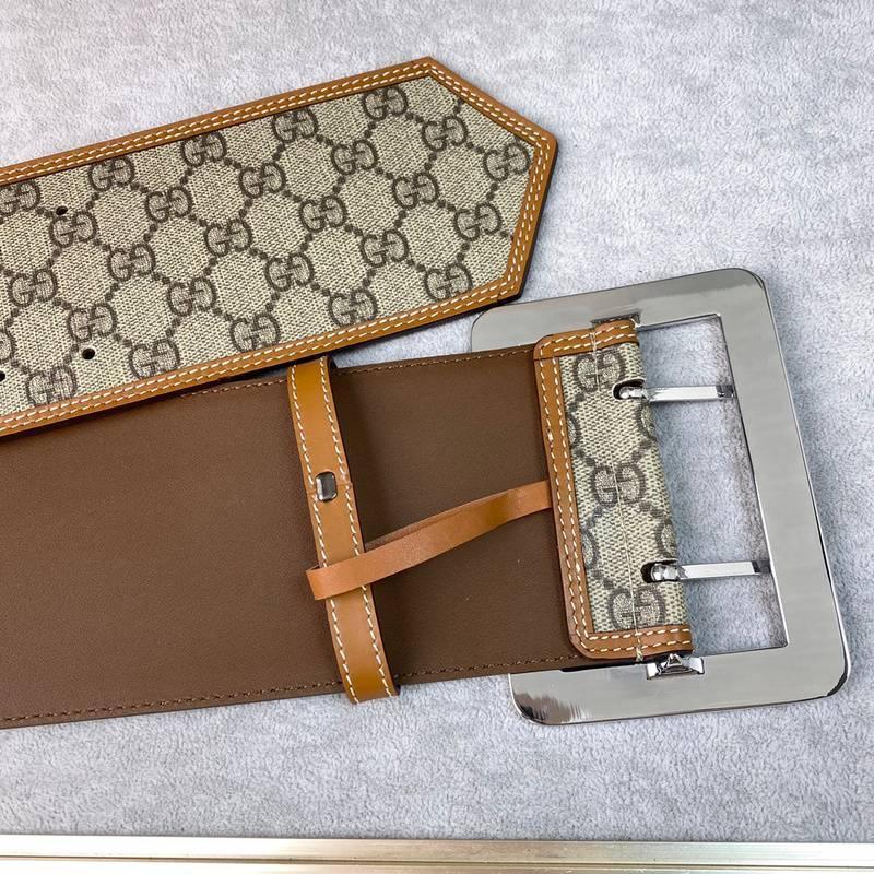 GUCCI Embellished coated-canvas and leather Women belt 'Beige' Banlieue91