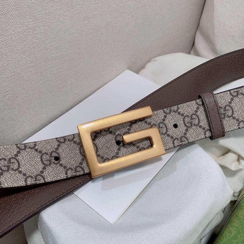 GUCCI Embellished coated-canvas and leather belt 'Grey' Banlieue91