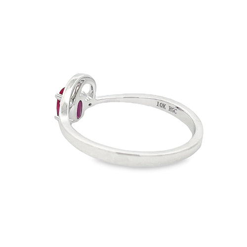 .02ct Created Ruby Diamond Ring 10KT White Gold Bids.com