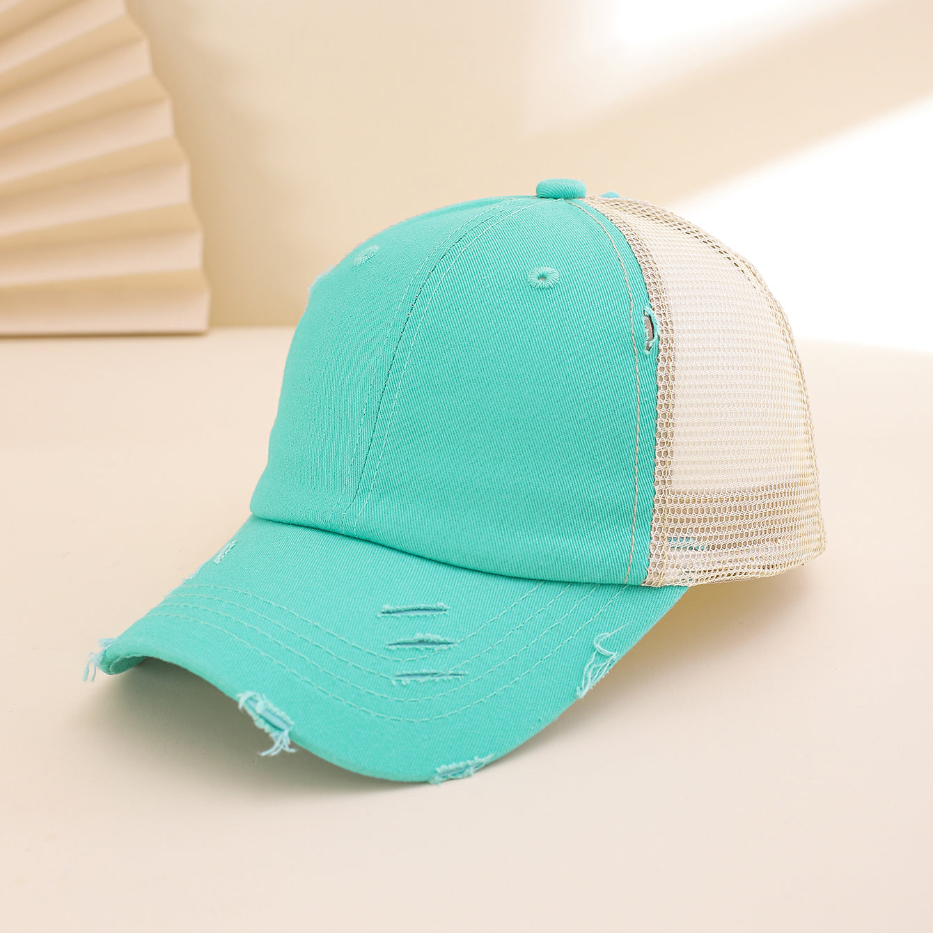 Distressed Washed Mesh Baseball Cap – Frayed Unisex Hat for Outdoor & Daily Wear FitiqueFit