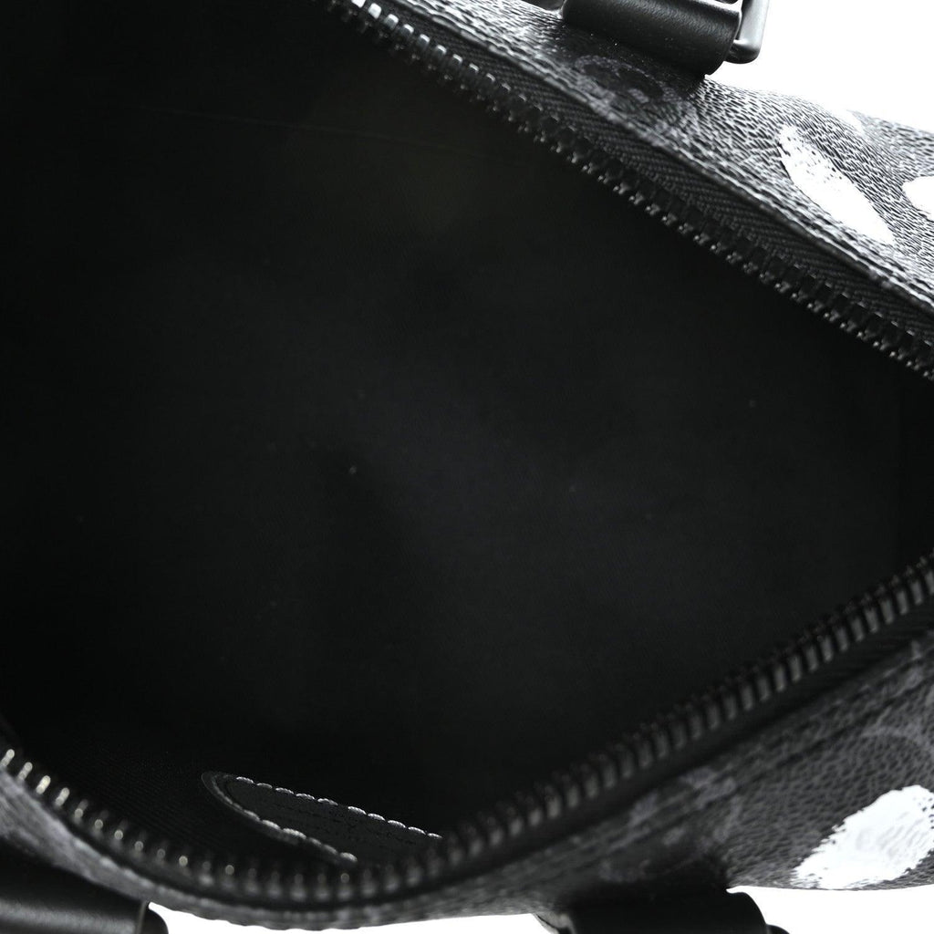 Louis Vuitton LV X YK Monogram Eclipse Keepall Bandouliere 25 Black Silver Banlieue91