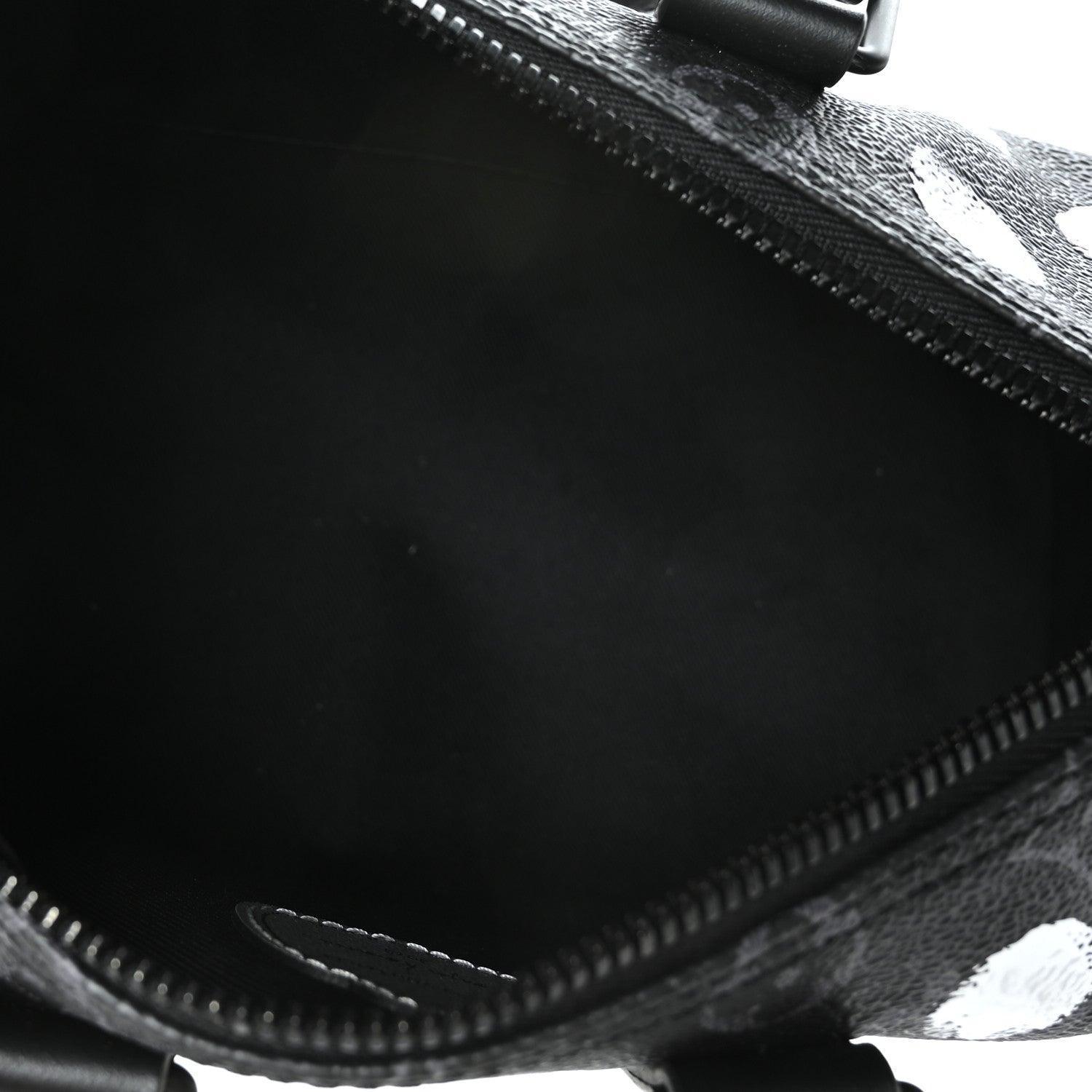 Louis Vuitton LV X YK Monogram Eclipse Keepall Bandouliere 25 Black Silver Banlieue91