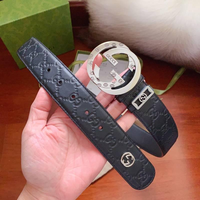 GUCCI Embellished coated-canvas and leather belt 'Black' Banlieue91