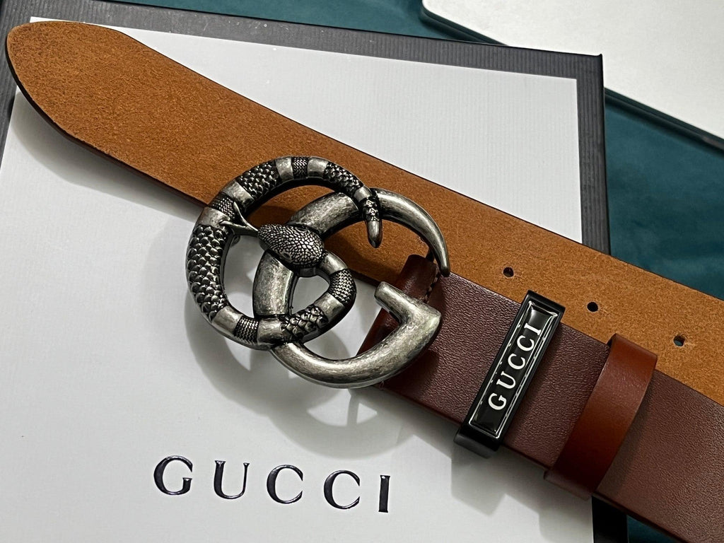 GUCCI Embellished coated-canvas and leather belt 'Brown' Banlieue91