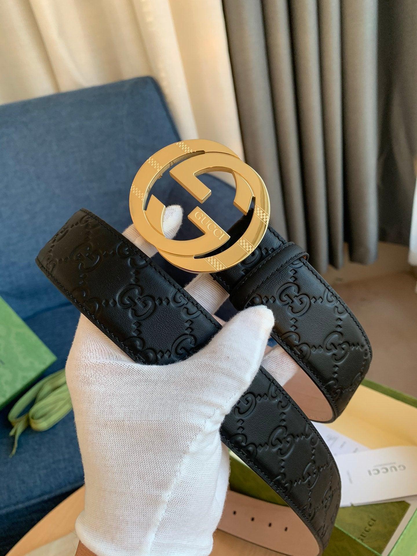 GUCCI Embellished coated-canvas and leather belt 'Black' Banlieue91