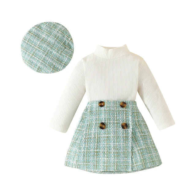 ma&baby 6M-3Y Toddler Infant Newborn Baby Girls Clothes Sets Knit Long Sleeve Tops Plaid Skrits Hat Fall Spring Outfits  D05 V.I.P Digital Presence