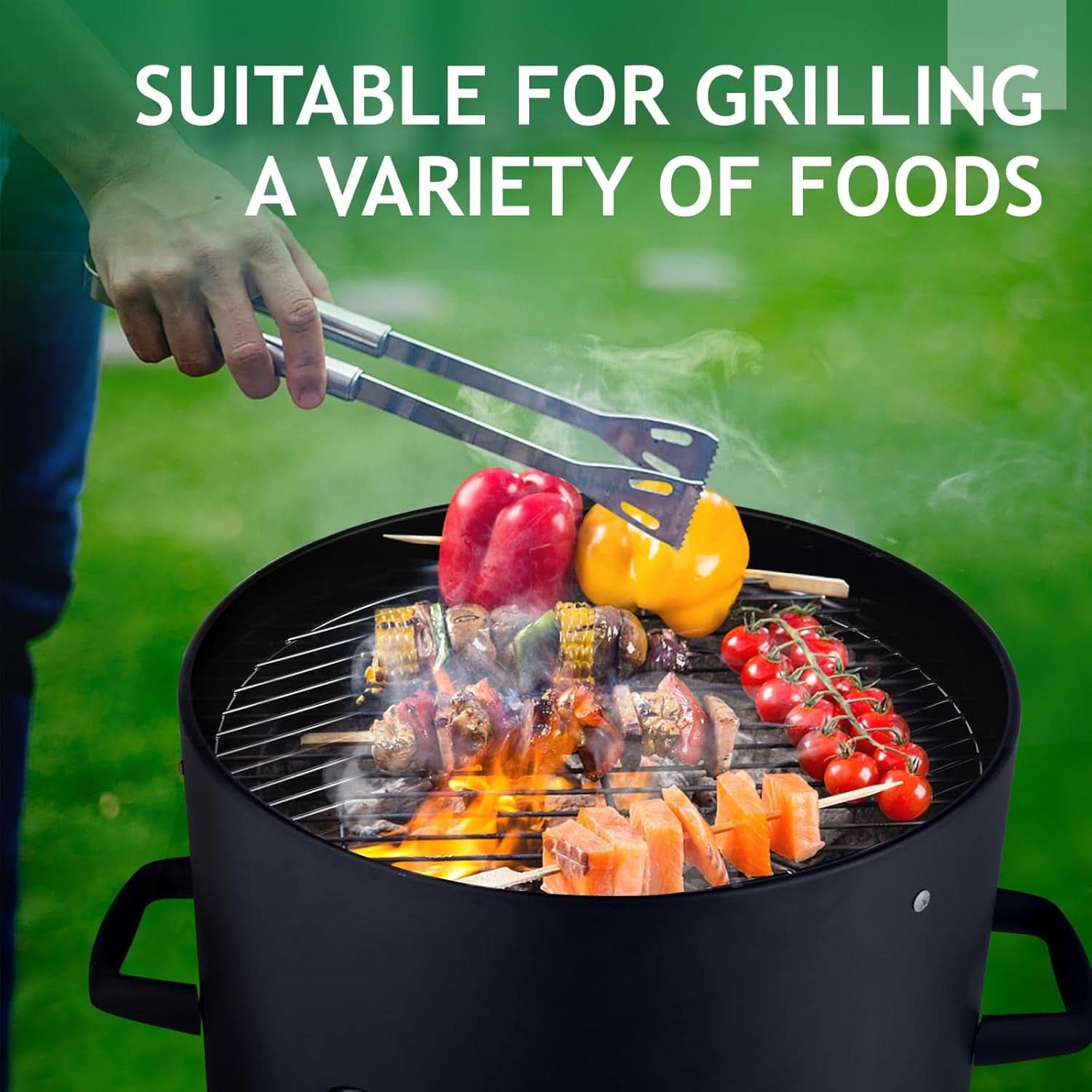 Vertical 18.8 Inch Charcoal Smoker With Thermometer