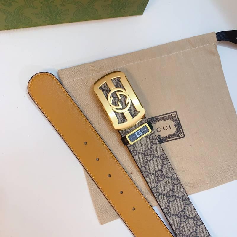 GUCCI Embellished coated-canvas and leather belt 'Beige' Banlieue91