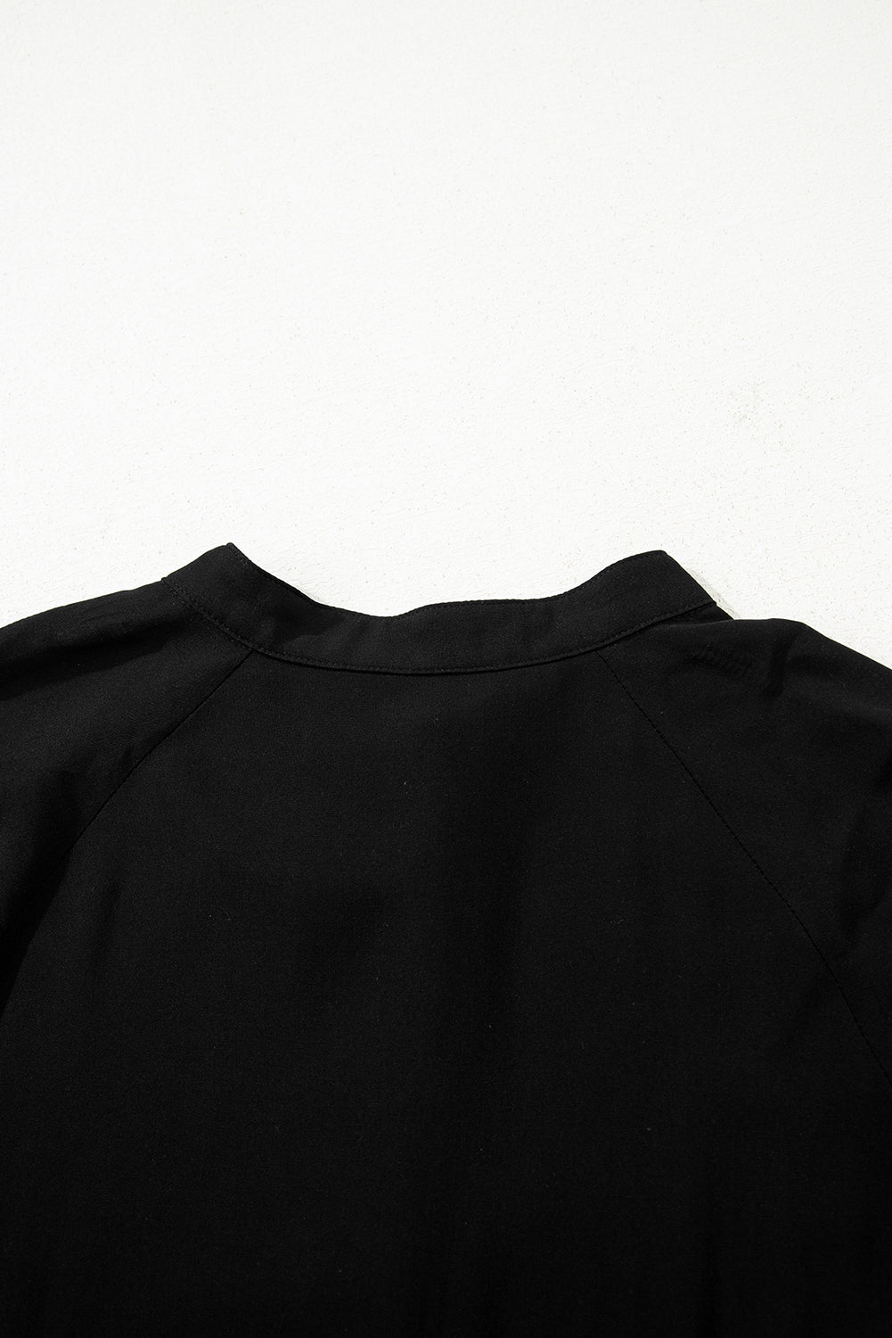Black Hidden Buttons Short Sleeve Ruffle Tiered Long Flared Dress