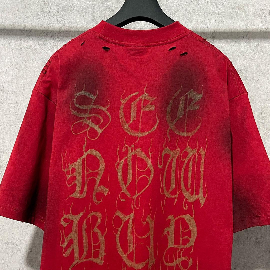 Balenciaga Red T-Shirt Without Collar Banlieue91