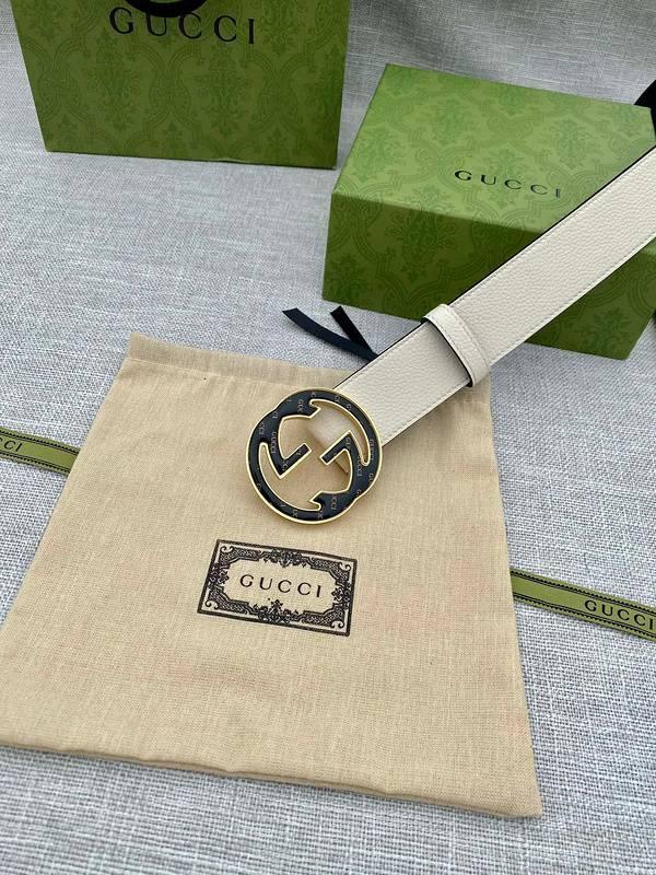GUCCI Embellished coated-canvas and leather belt 'Cream' Banlieue91