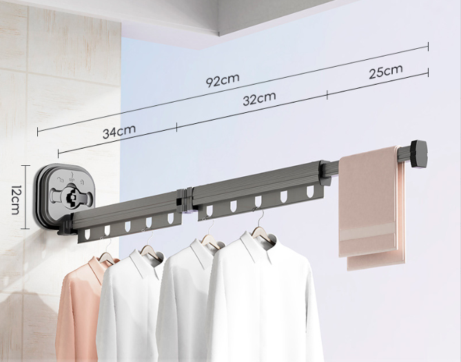 Multifunctional Retractable Fold Away Clothes Drying Hanger Space-Saving Bathrooms Usage V.I.P Digital Presence