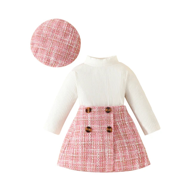 ma&baby 6M-3Y Toddler Infant Newborn Baby Girls Clothes Sets Knit Long Sleeve Tops Plaid Skrits Hat Fall Spring Outfits  D05 V.I.P Digital Presence