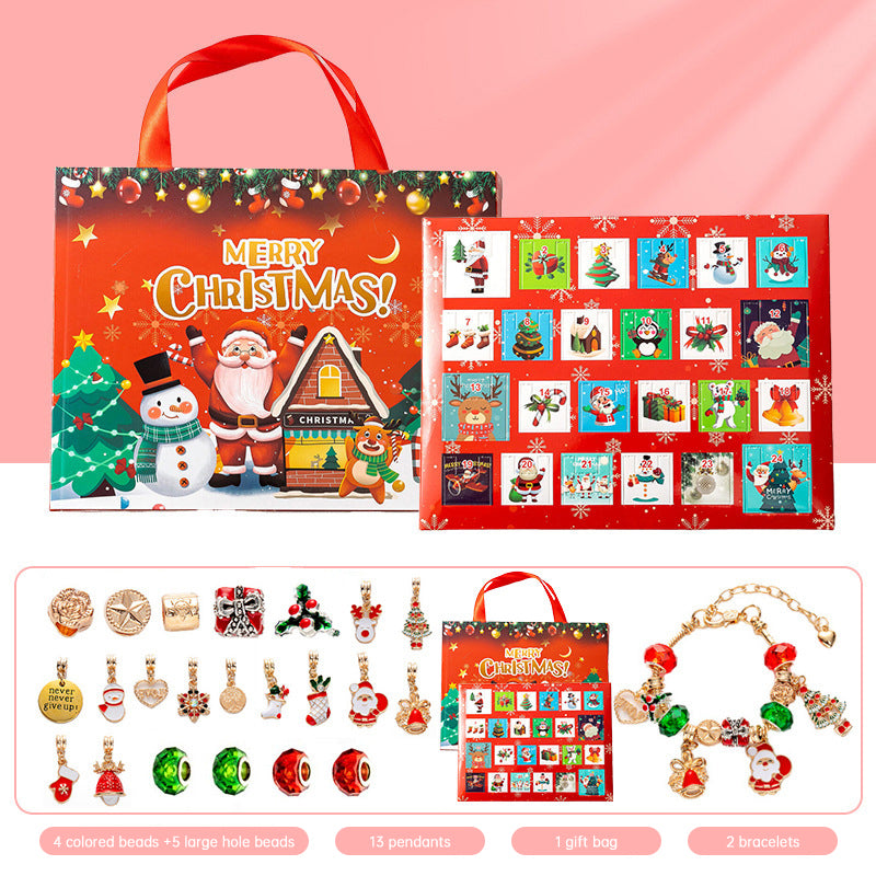 DIY creative children's bracelet jewelry 24-grid calendar Christmas holiday surprise blind box silver set V.I.P Digital Presence