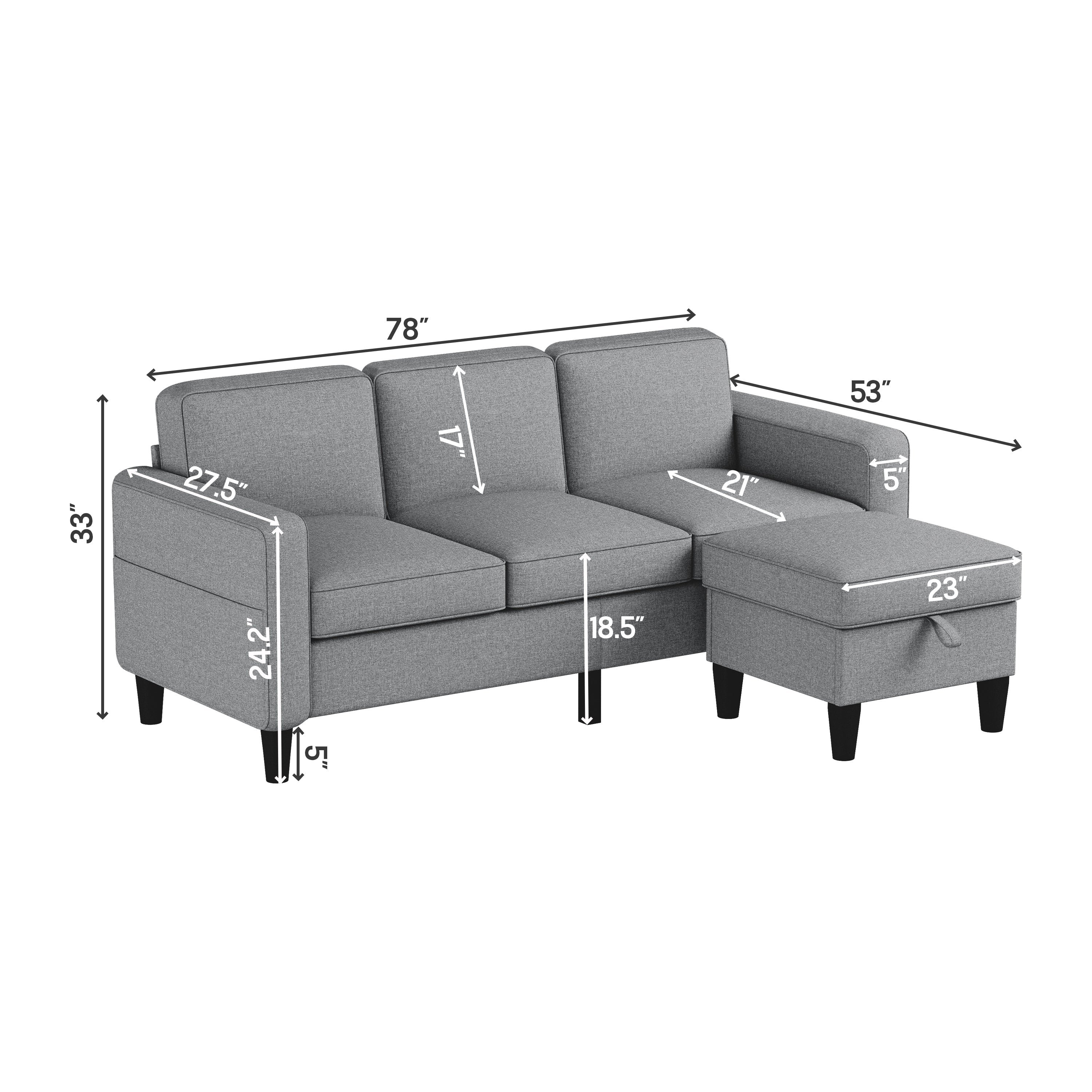 light grey Sofas for families, apartments, dorms, bonus rooms, compact Spaces with lounge lounges L-shaped design for the chaise