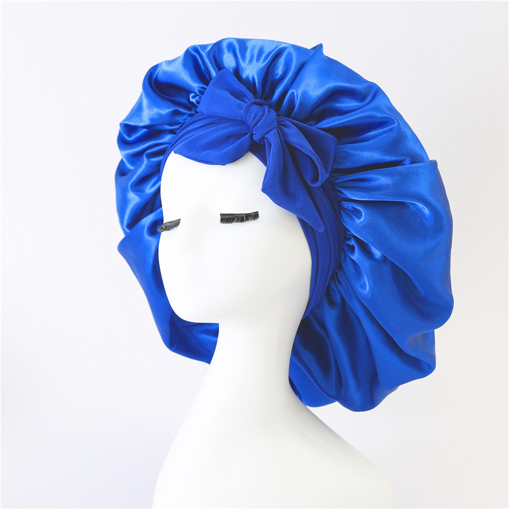 Elastic ribbon bow color Ding round hat solid color night cap wide-brimmed beauty hairdressing head scarf hat V.I.P Digital Presence