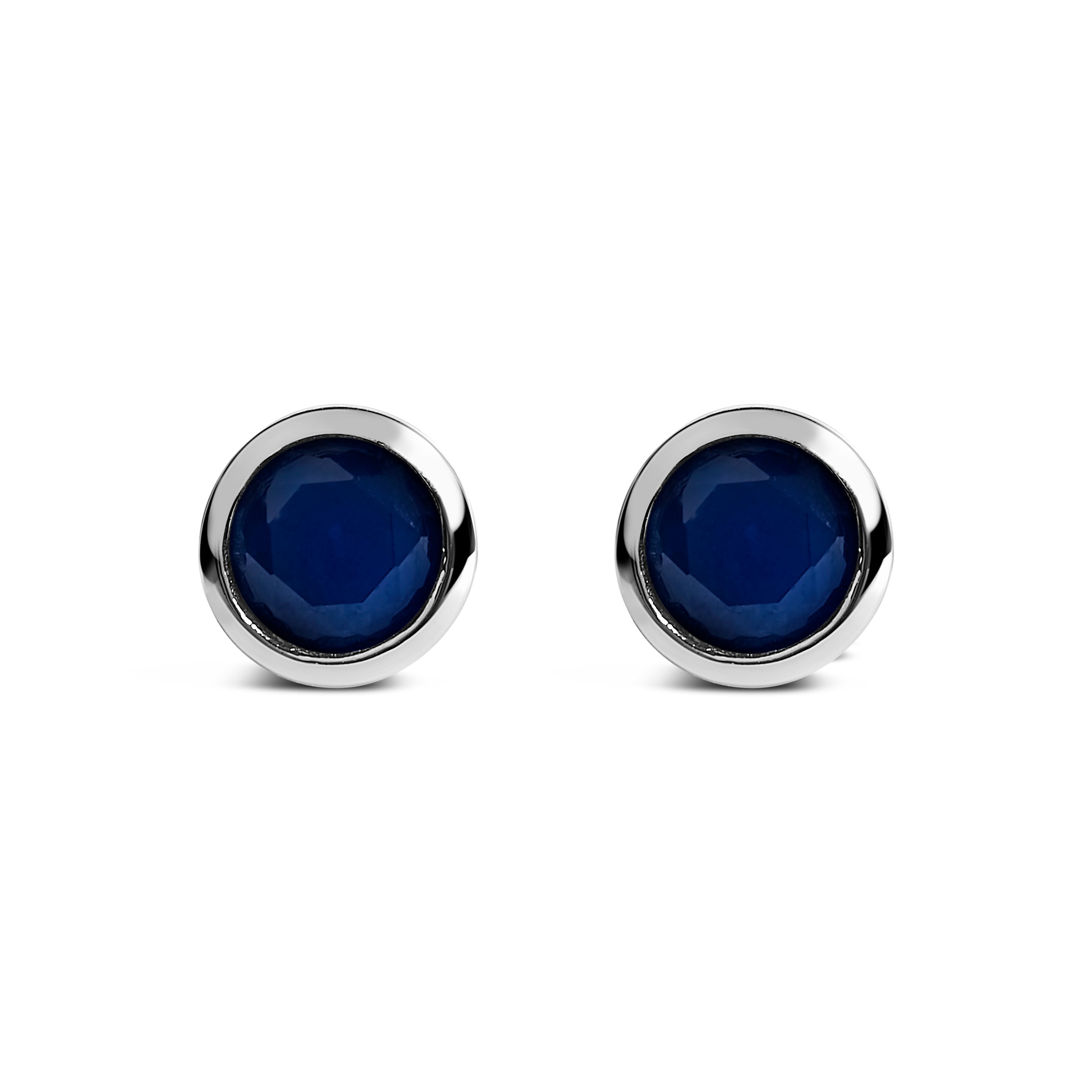 .925 Sterling Silver 6MM Bezel Set Created Purple Amethyst Solitaire Stud Earrings Bids.com