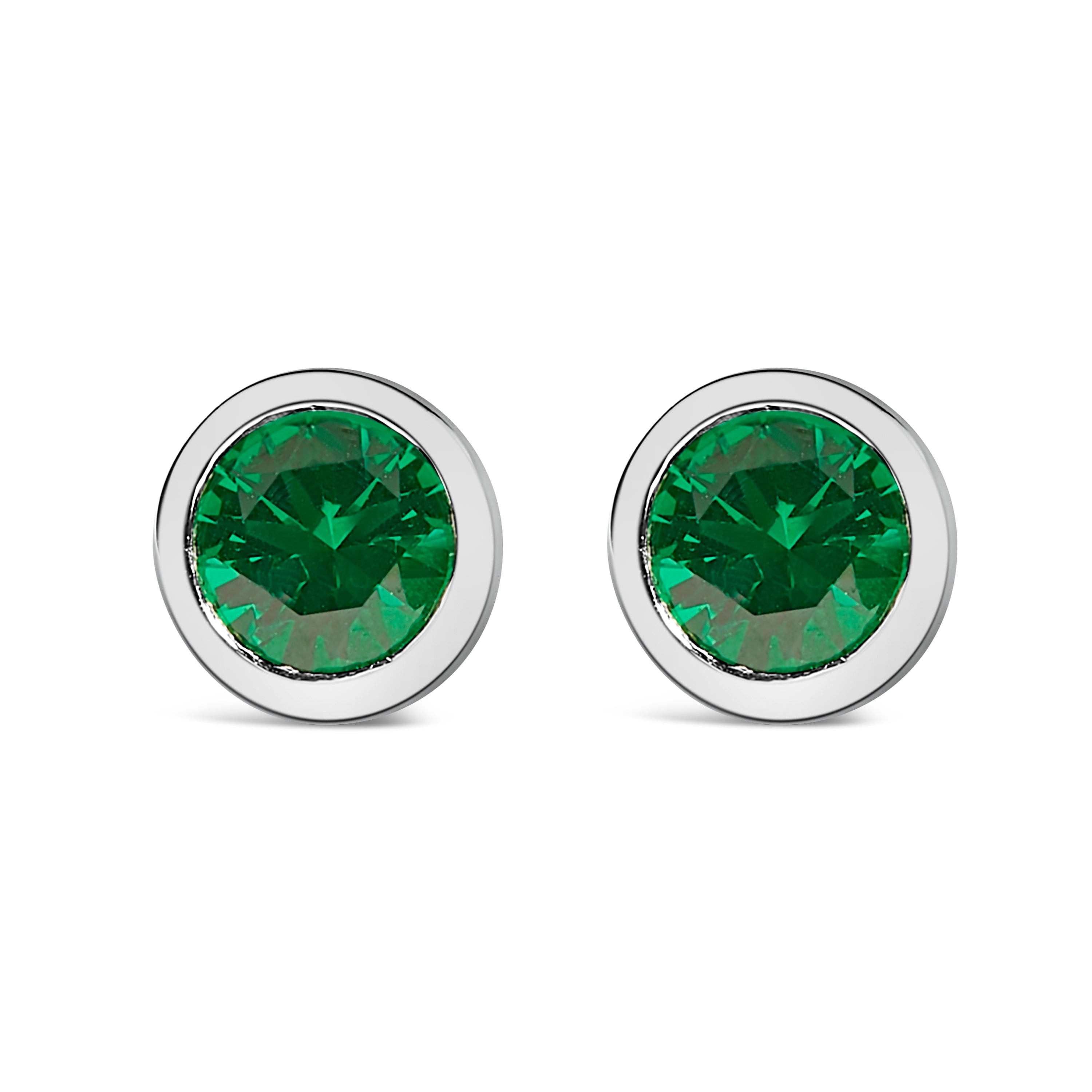 .925 Sterling Silver 6MM Bezel Set Created Purple Amethyst Solitaire Stud Earrings Bids.com