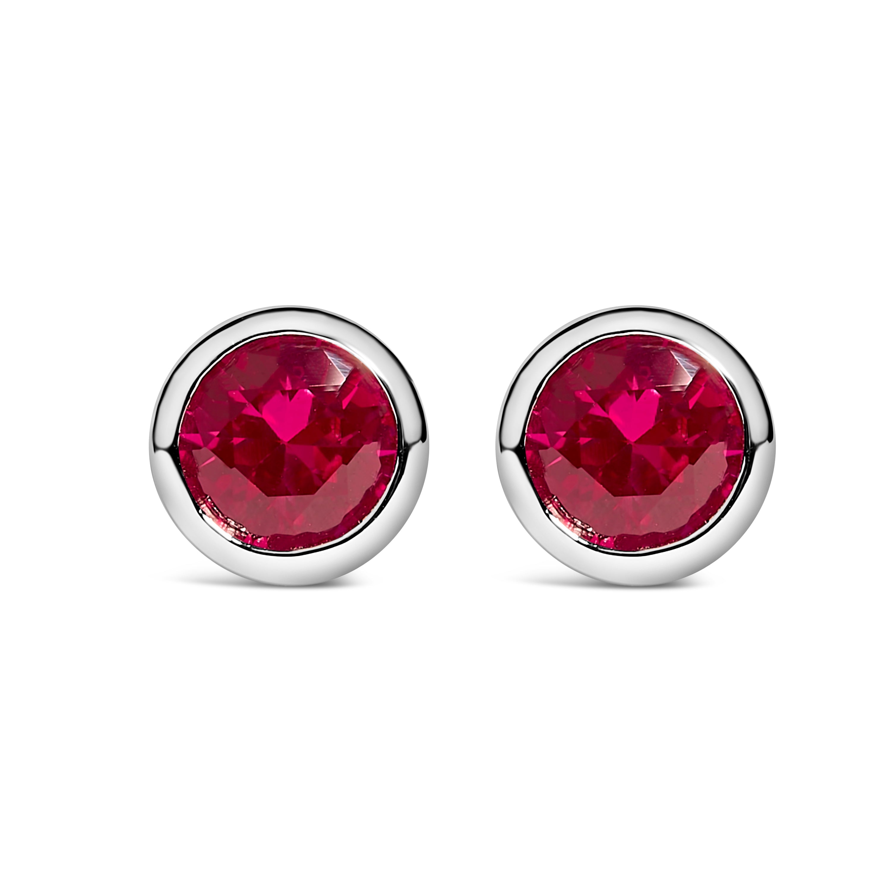 .925 Sterling Silver 6MM Bezel Set Created Purple Amethyst Solitaire Stud Earrings Bids.com