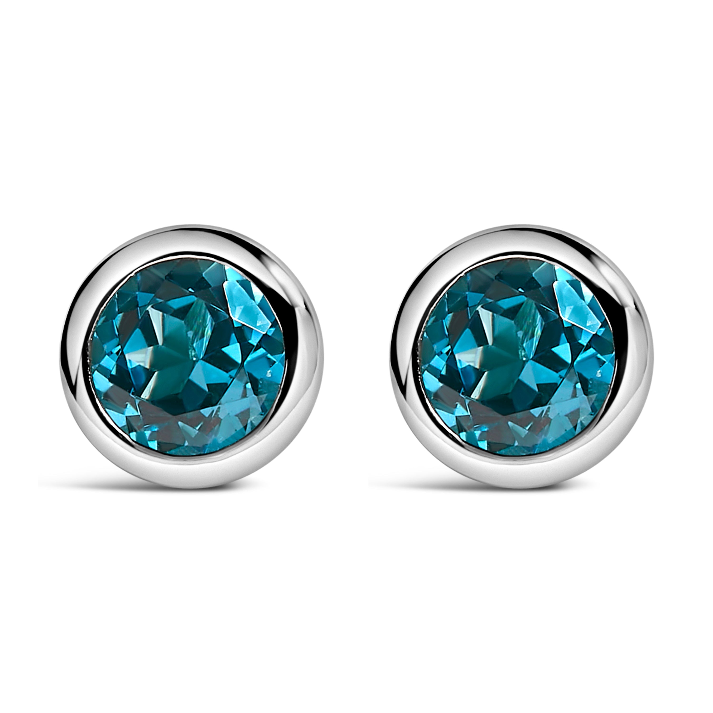 .925 Sterling Silver 6MM Bezel Set Created Purple Amethyst Solitaire Stud Earrings Bids.com