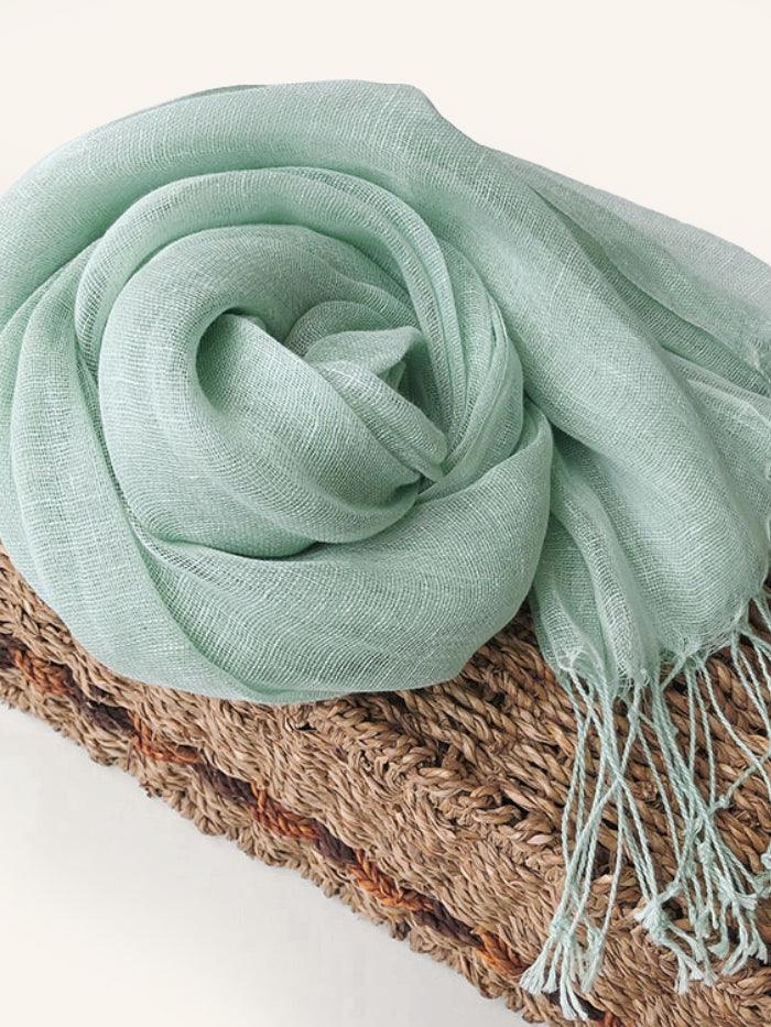 100% Linen Lightweight Solid Color Scarf BIANCA LINTICO