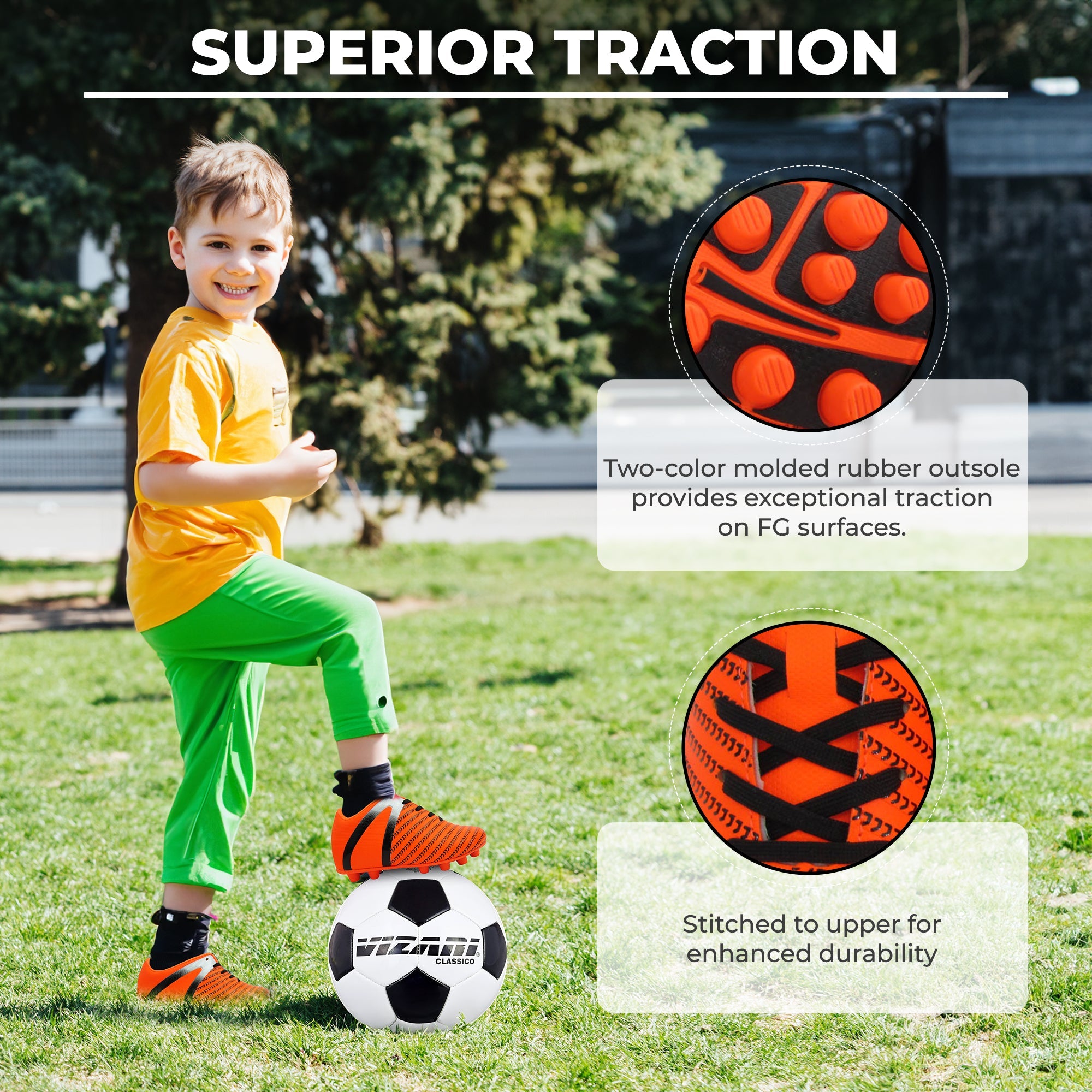 Vizari Impact Firm Ground Soccer Shoes – Orange/Silver Vizari Sports