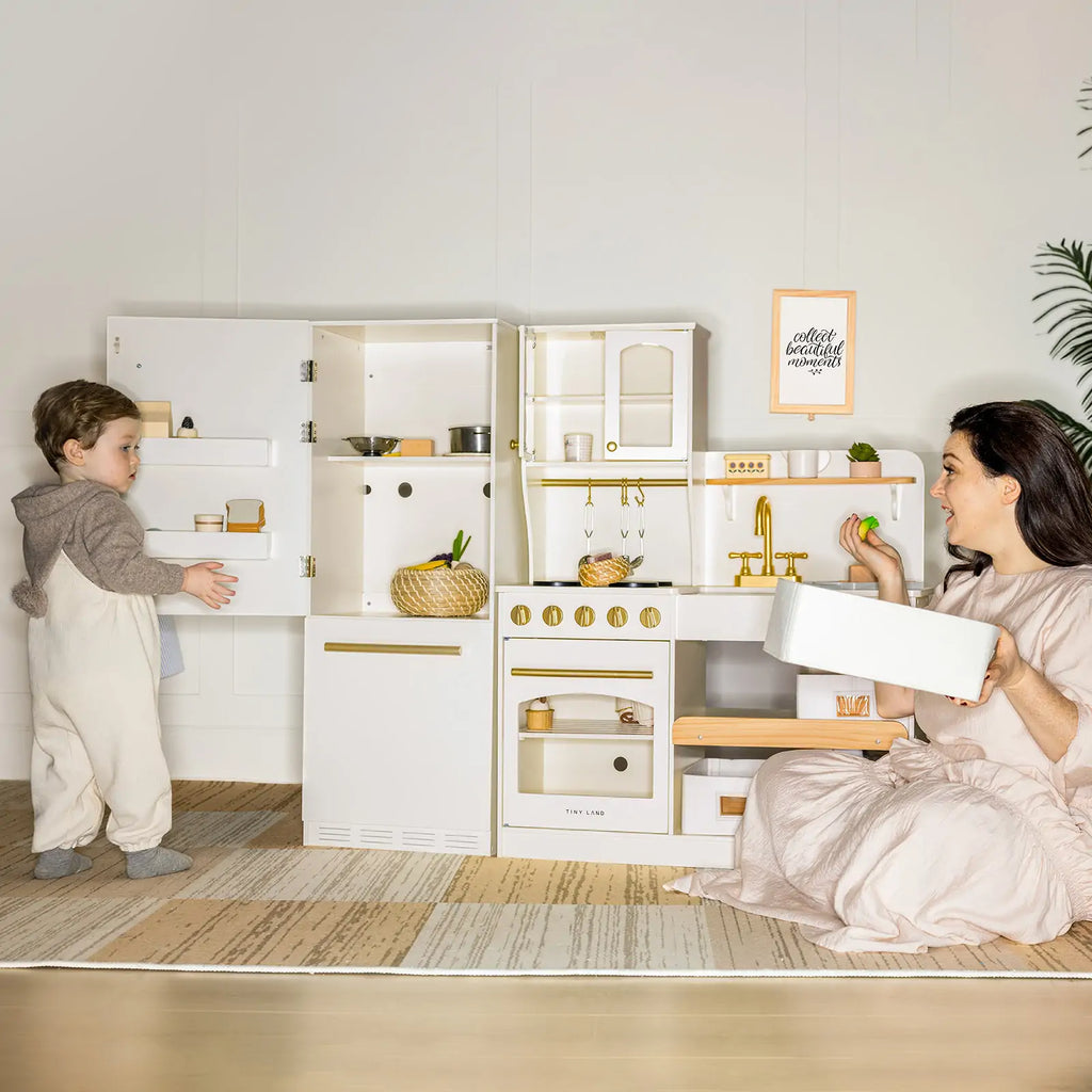 Tiny Land® Play Kitchen Accessories – Play Kitchen Fridge: Wooden Cabinet Refrigerator for Kids Tiny Land INC