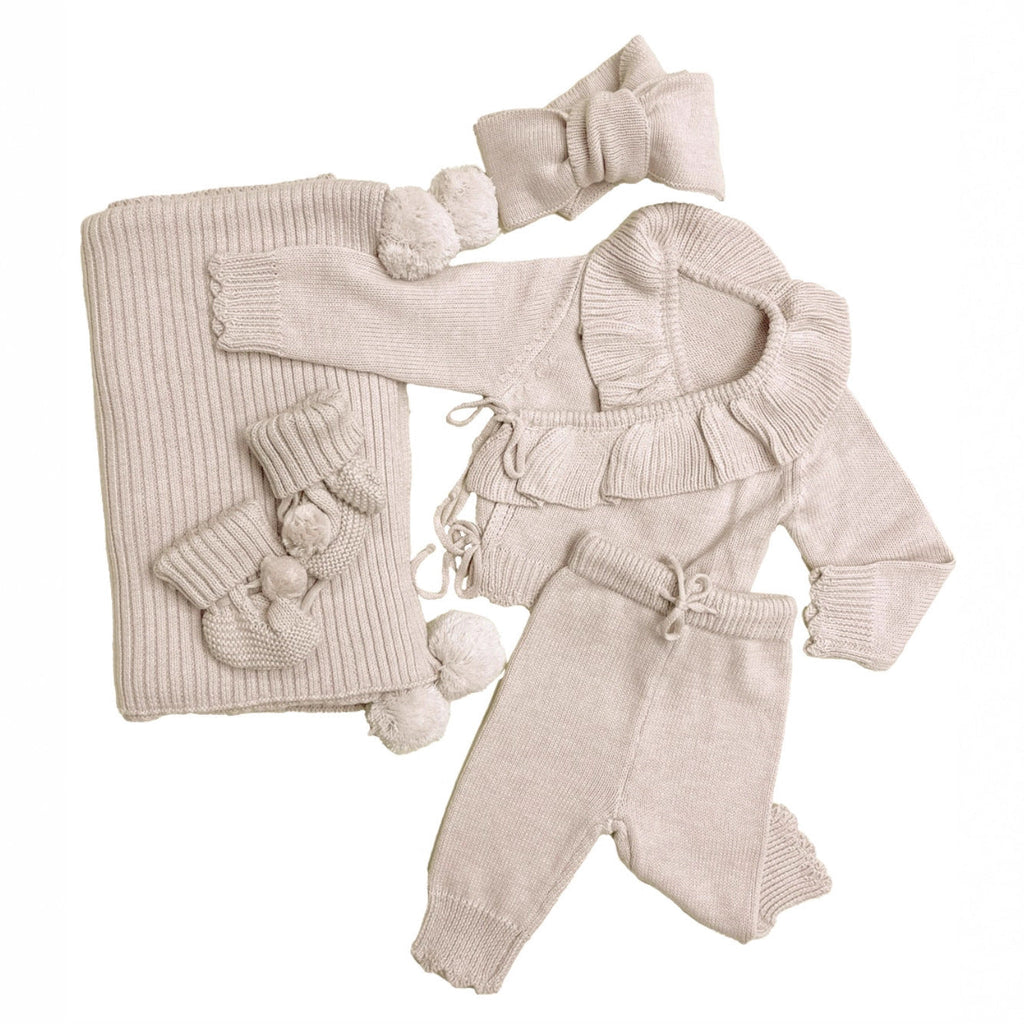 Baby Ruffle-Trim Sweater Cardigan Outfit Pants Headband 3-Piece Set Baby Joy