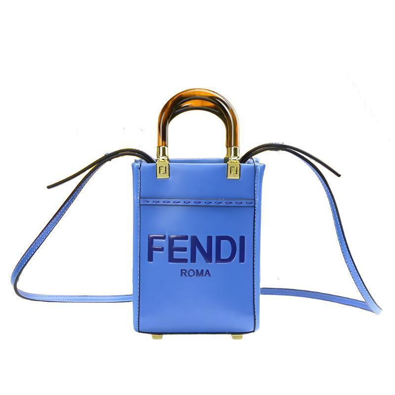 Fendi  Vitello King Plexiglass Logo Embossed Mini Fendi Sunshine Shopper Tote