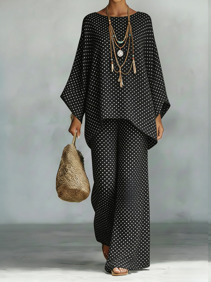 Floral Print Bamboo Linen Two-Piece Set | Wide-Leg Pants FitiqueFit