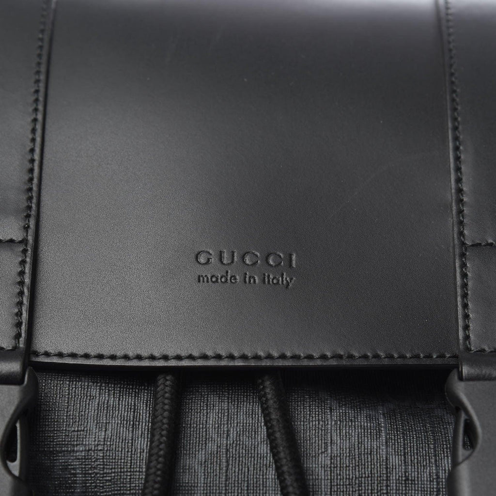 Gucci Soft GG Supreme Monogram Appia Calfskin Web Double Buckle Backpack Black Banlieue91
