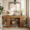 63 Inch Wooden Console Table Solid Wood Storage Drawers
