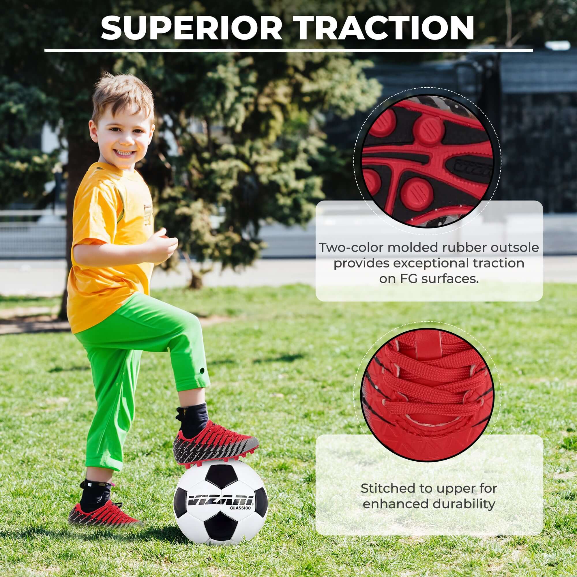 Bolt Firm Ground Soccer Shoes -Red/Black/Silver Vizari Sports