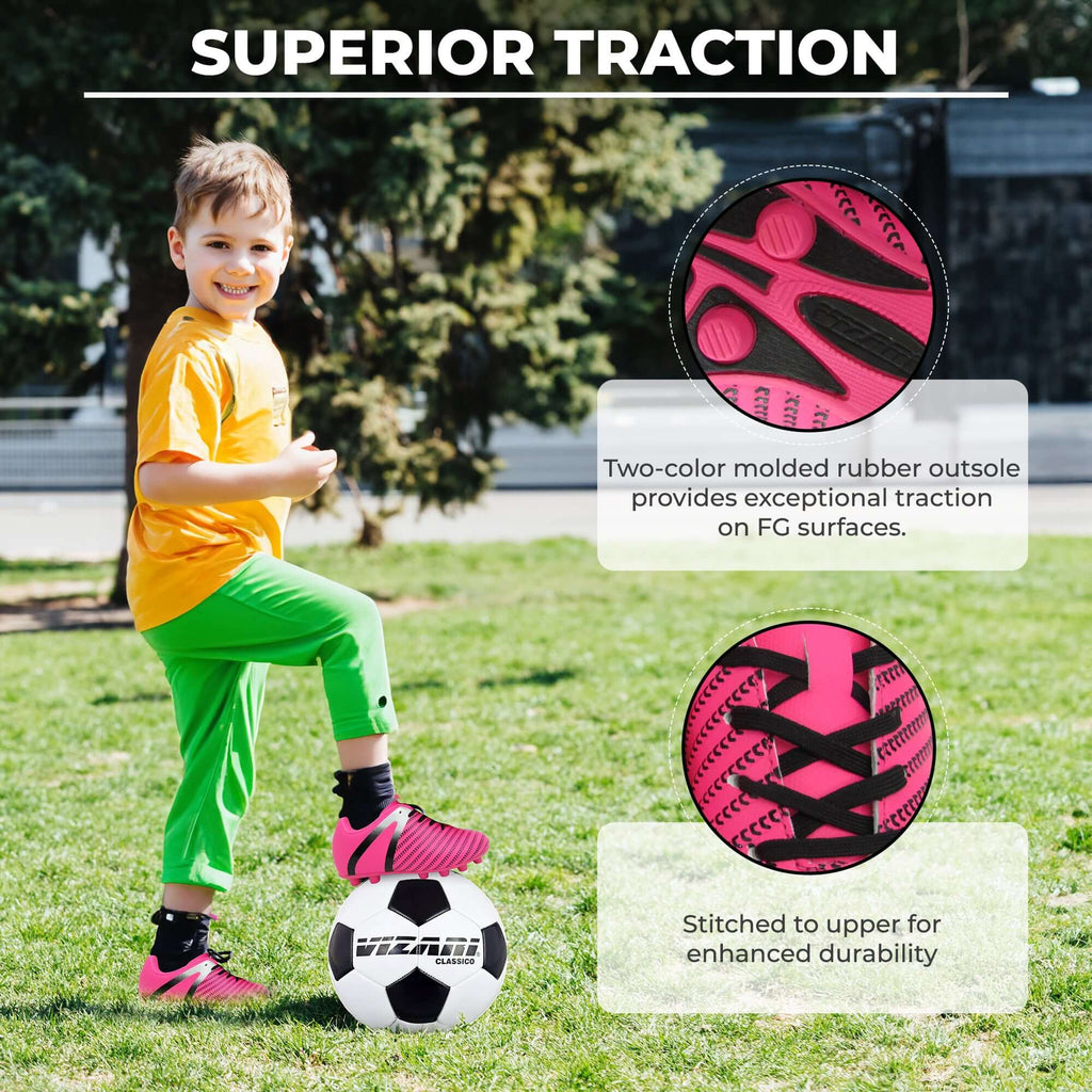 Vizari Impact Firm Ground Soccer Shoes – Pink/Silver Vizari Sports