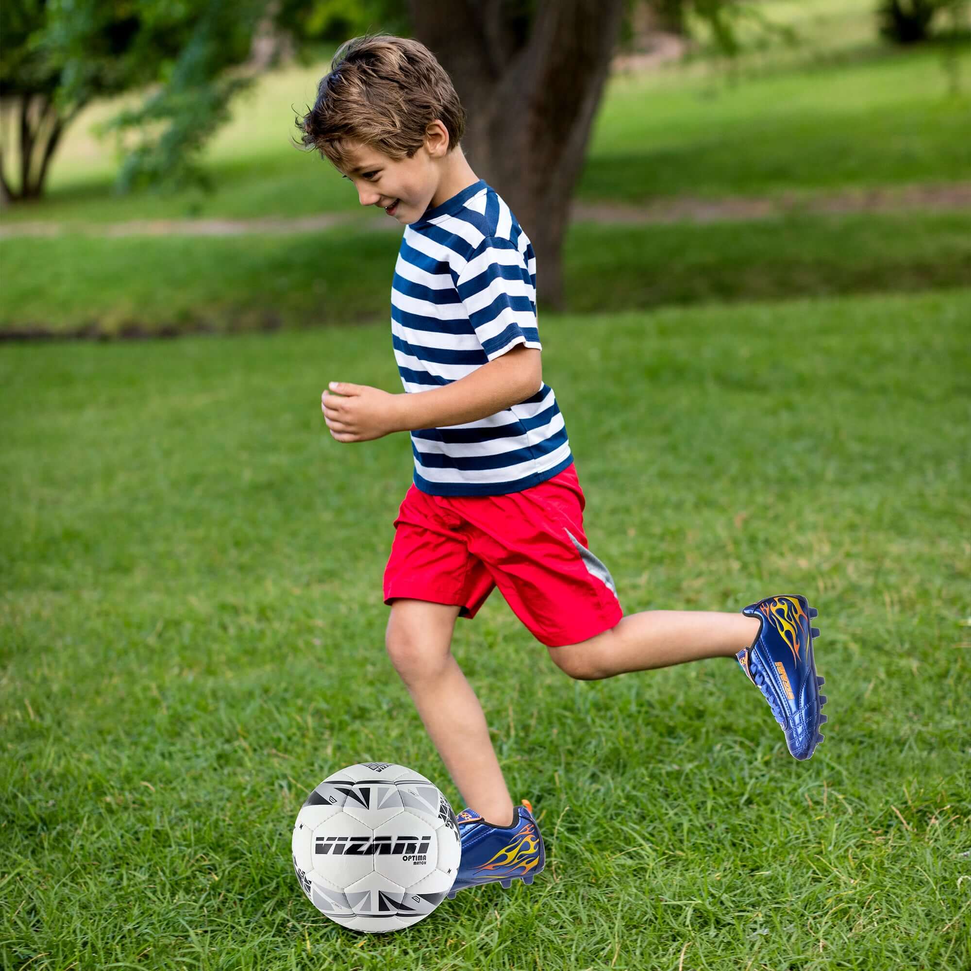 Youth Firm Ground Soccer Cleats – Blaze Blue/Orange Vizari Sports