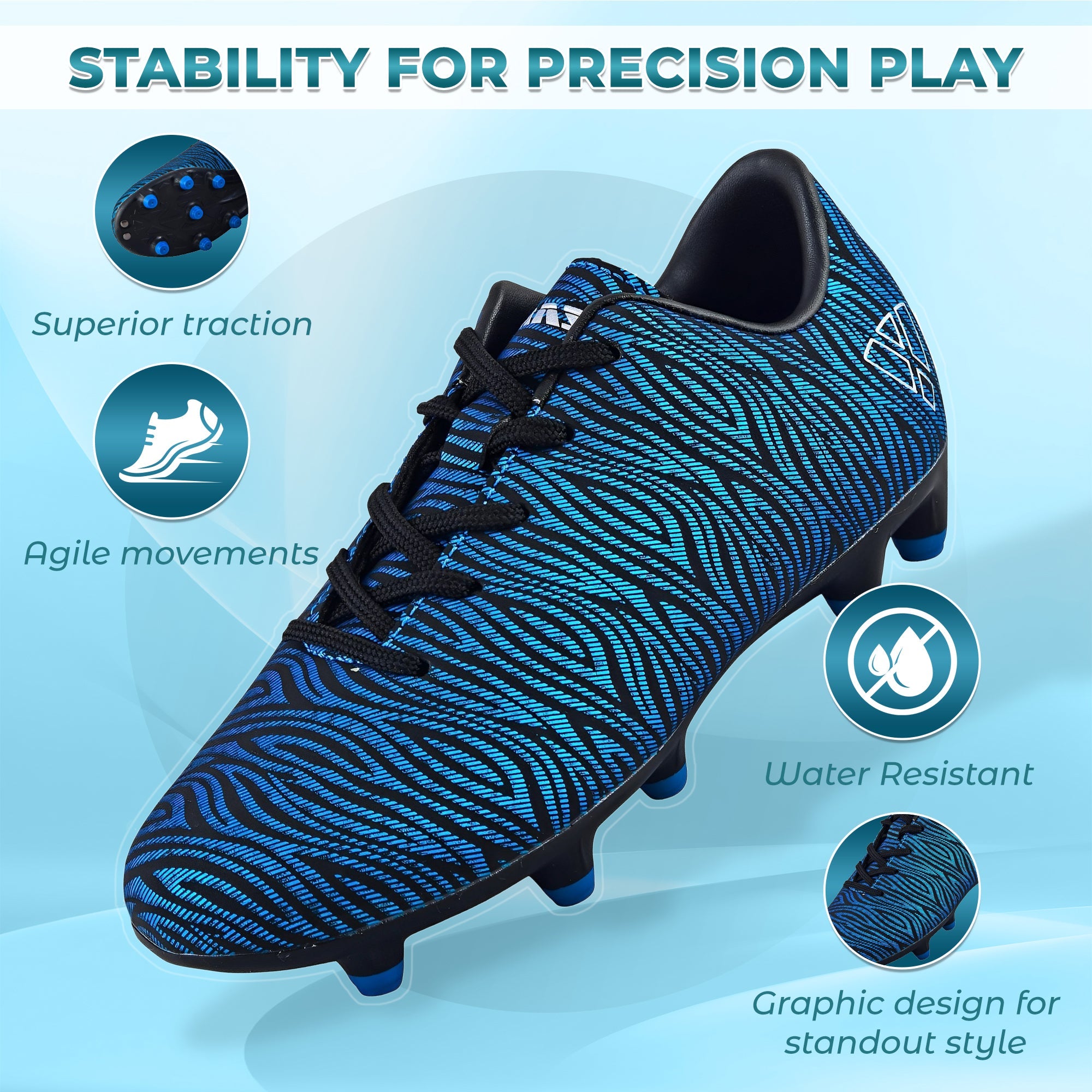Teramo Firm Ground Soccer Shoes -Blue/Black Vizari Sports