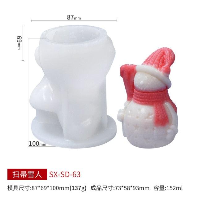 3D Christmas Candle Silicone Mold Santa Claus Christmas Tree 3D Silicone Candle Resin Mold DIY Aromatherapy Wax Candle Soap Concrete Clay Craft Cake Home Party Decor Creative DIY Scented Aromatherapy Candle Making Mold Decor Stevvex