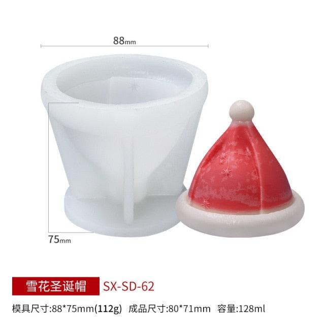 3D Christmas Candle Silicone Mold Santa Claus Christmas Tree 3D Silicone Candle Resin Mold DIY Aromatherapy Wax Candle Soap Concrete Clay Craft Cake Home Party Decor Creative DIY Scented Aromatherapy Candle Making Mold Decor Stevvex