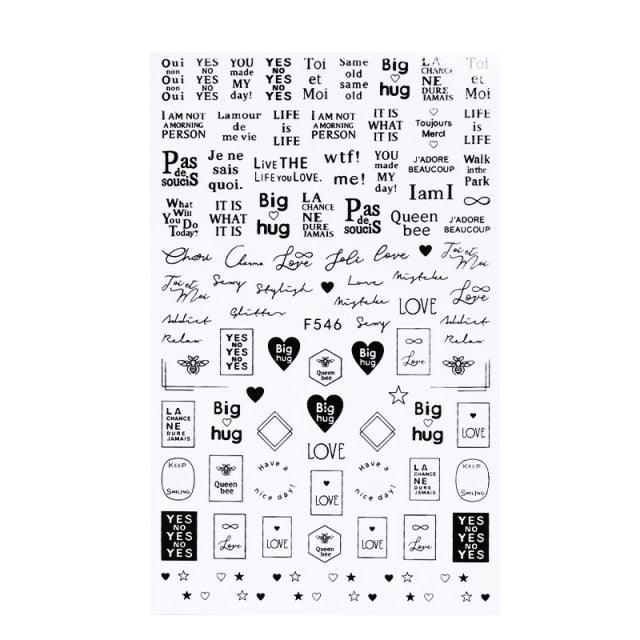 3D Nail Sticker Russian English Letter Sticker For Nails Foil Love Heart Design Accessories Fashion Manicures Sticker Decoration  Nail Art Stickers Water Transfer Nail Decals Full Wraps Gradient Acrylic Nail Kits for Women Manicure Decoration