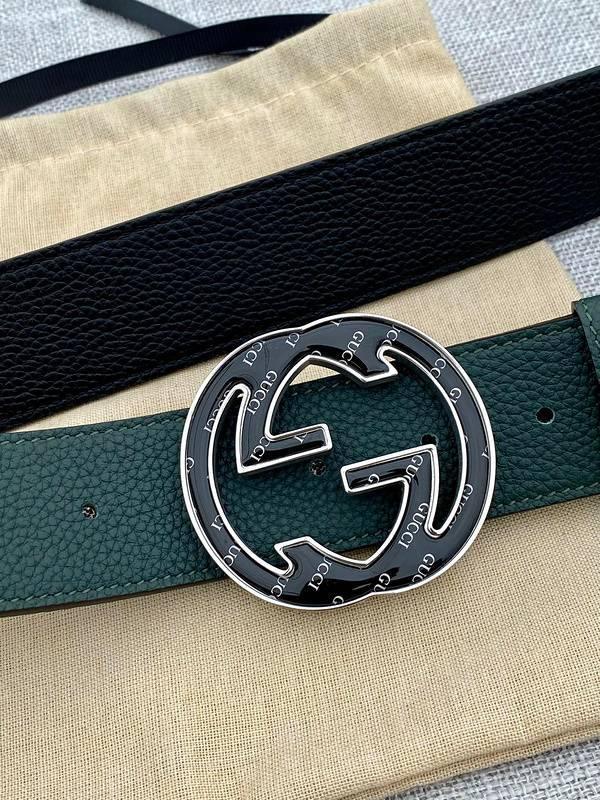 GUCCI Embellished coated-canvas and leather belt 'Green' Banlieue91