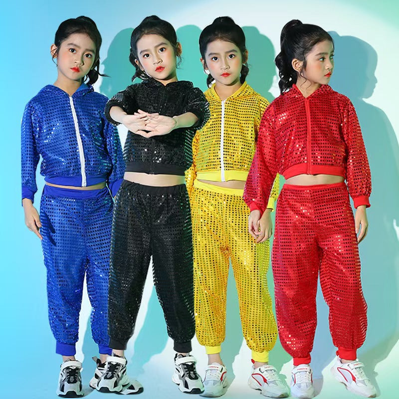 Childrens Sequined Hip-hop Street Dance Performance Cheerleading Team Sportswear Baby Joy
