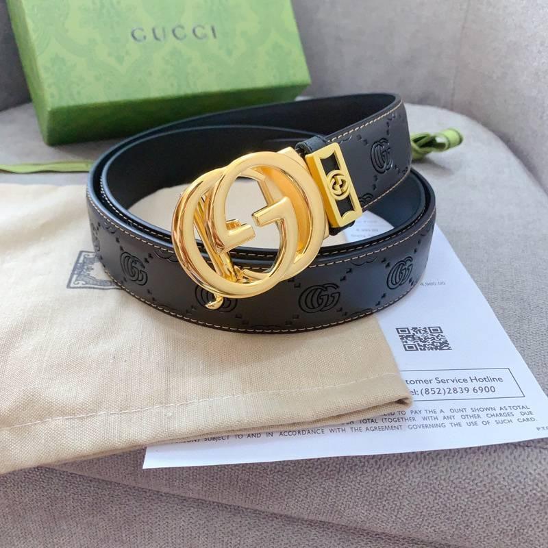 GUCCI Embellished coated-canvas and leather belt 'Black' Banlieue91