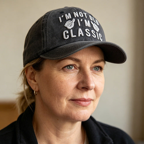 "I'm Not Old, I'm Classic" Embroidered Vintage Washed Baseball Cap – Funny Adjustable Hat FitiqueFit